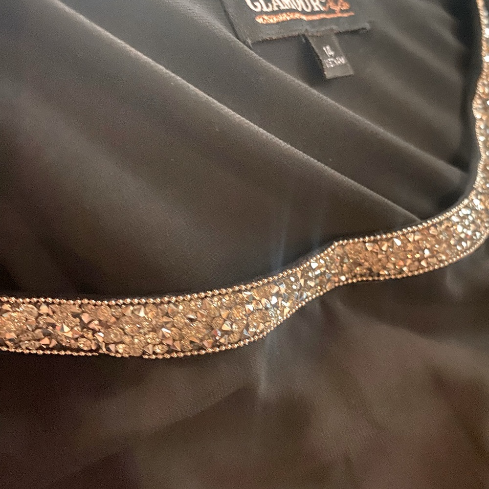 Black sheer shawl sleeve formal dress - 14